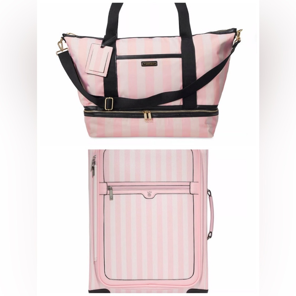 Brand New 5 pc Victoria's Secret Wheeled Getaway Carry-On Bag Luggage an…